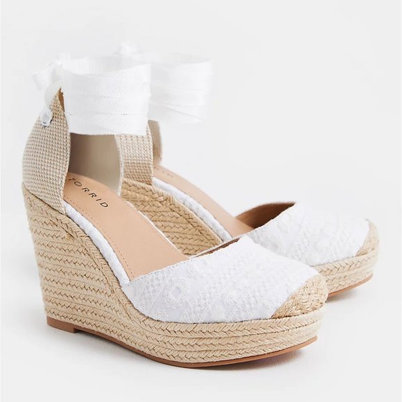 Torrid Embroidered Ankle Wrap Espadrille Wedge 7 - Picture 5 of 5